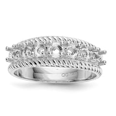 14k White Gold Polished 7-Stone Mothers Ring Mounting - 2