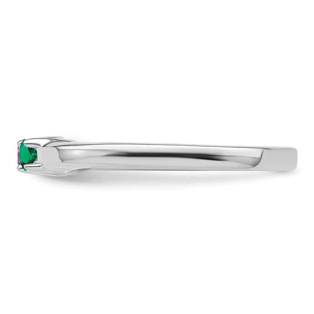 Sterling Silver Rhodium-plated Synthetic 2 Stone Mother's Ring - 91