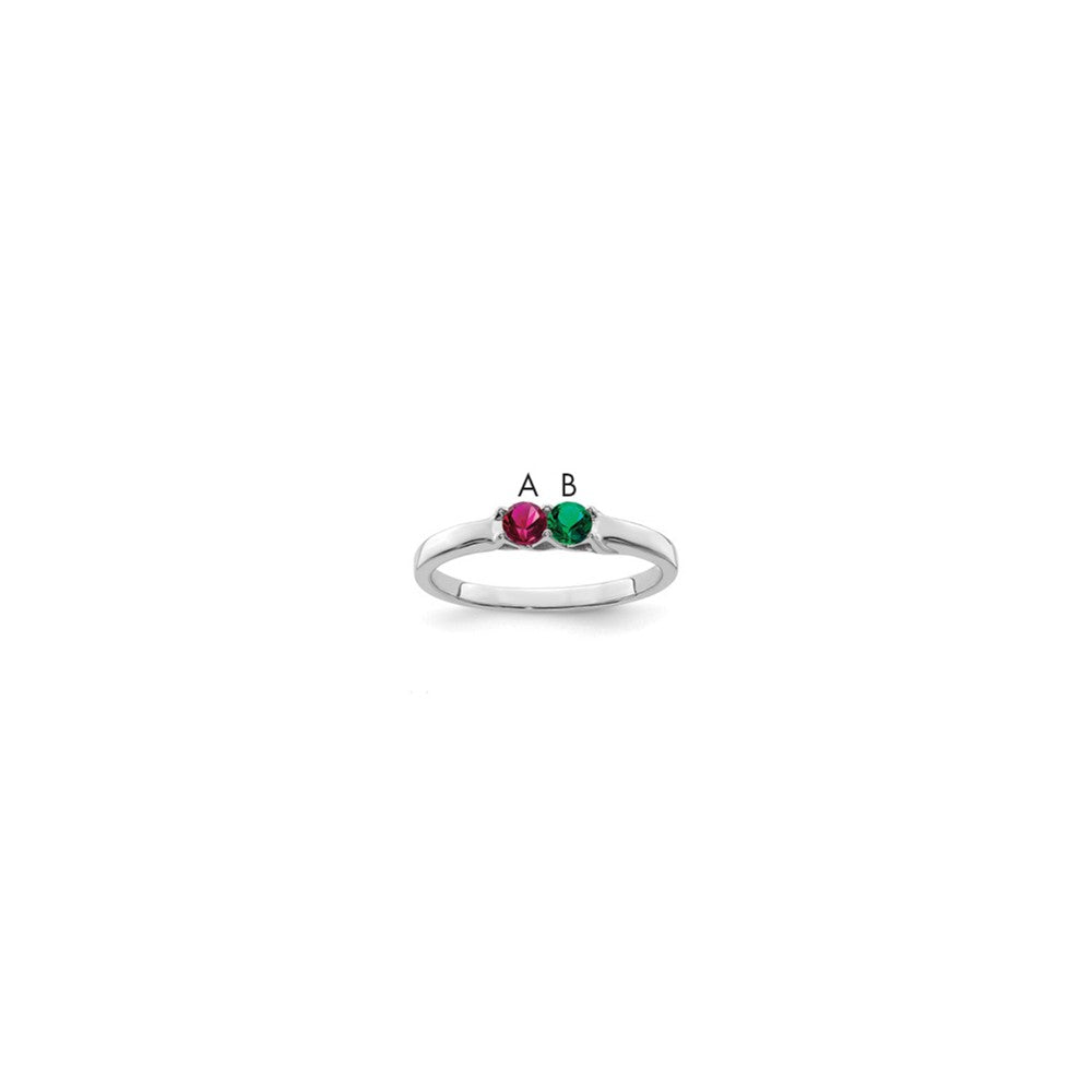 Sterling Silver Rhodium-plated Synthetic 2 Stone Mother's Ring - 91