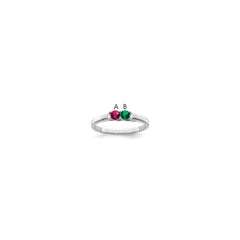 Sterling Silver Rhodium-plated Synthetic 2 Stone Mother's Ring - 89