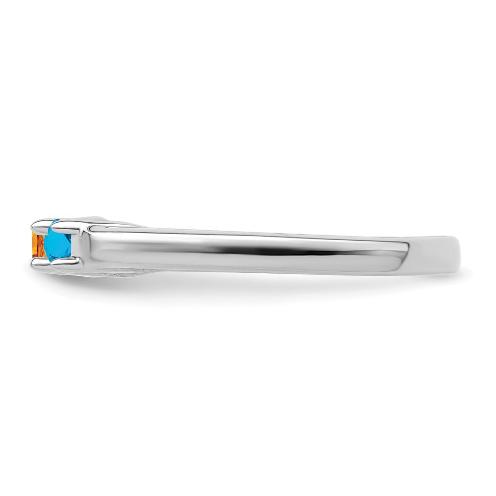14k White Gold Genuine 3 Stone Mother's Ring - 13