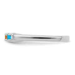 14k White Gold Genuine 3 Stone Mother's Ring - 13