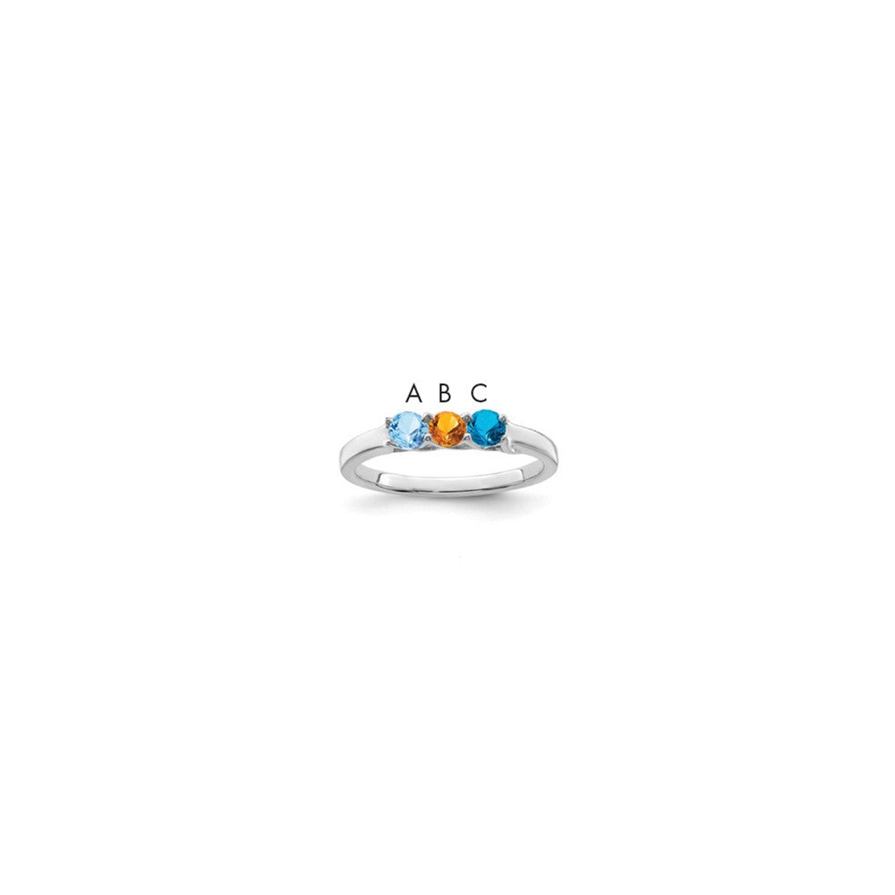 14k White Gold Genuine 3 Stone Mother's Ring - 13