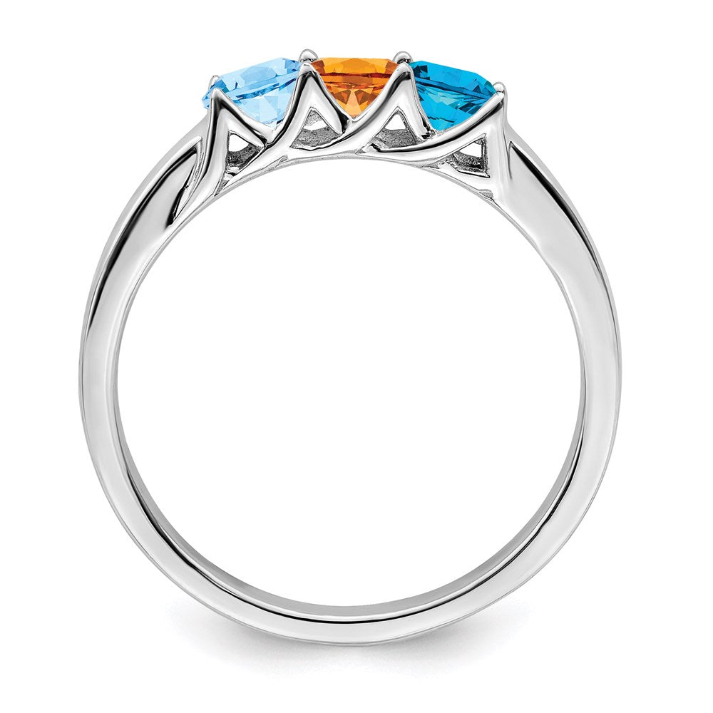 14k White Gold Genuine 3 Stone Mother's Ring - 13