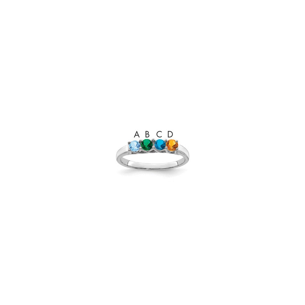 Sterling Silver Rhodium-plated Synthetic 4 Stone Mother's Ring - 73