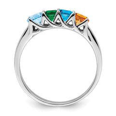 Sterling Silver Rhodium-plated Synthetic 4 Stone Mother's Ring - 73
