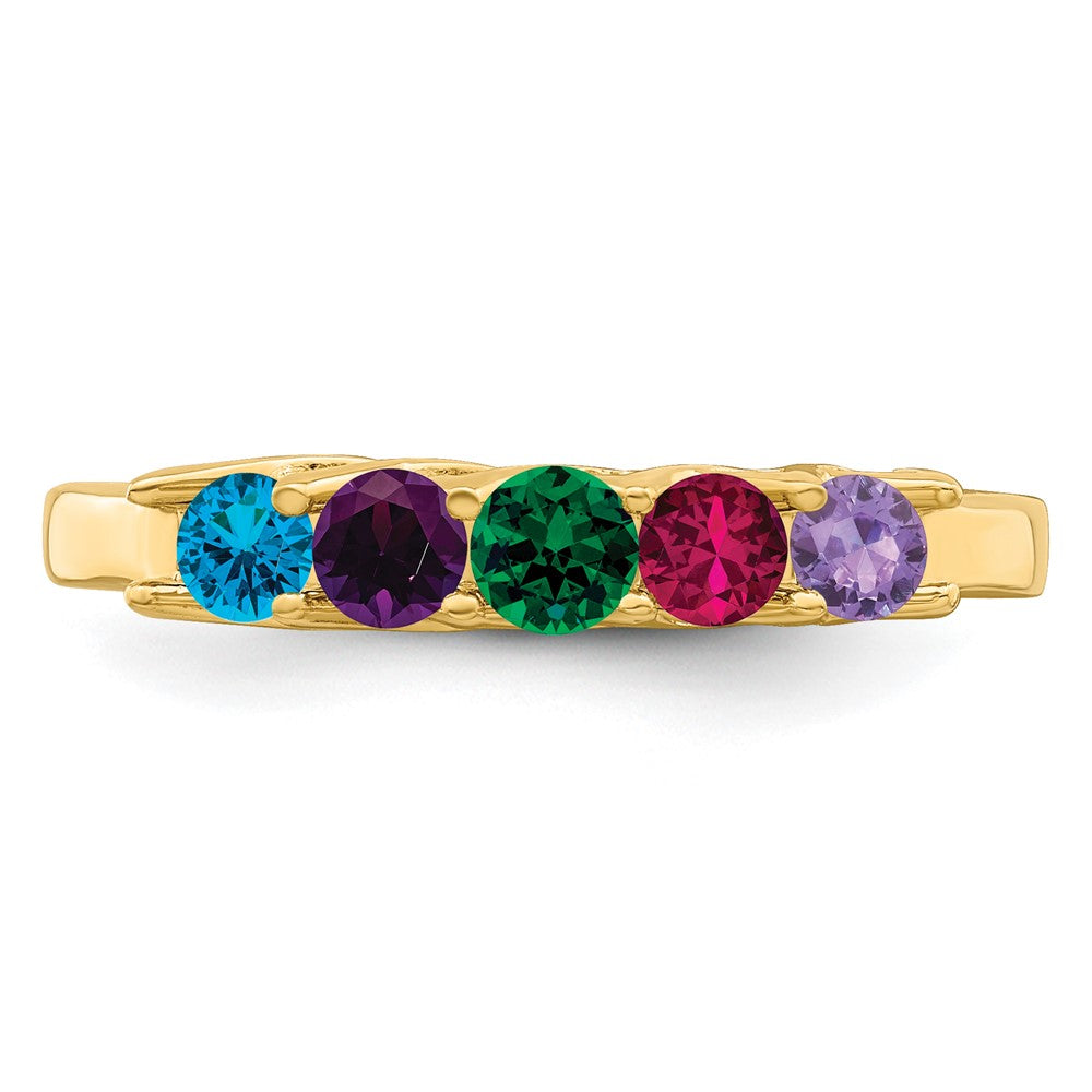 14k Genuine 5 Stone Mother's Ring - 10