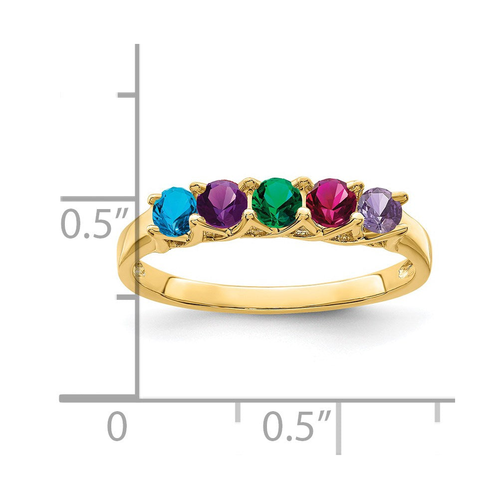 14k Genuine 5 Stone Mother's Ring - 10