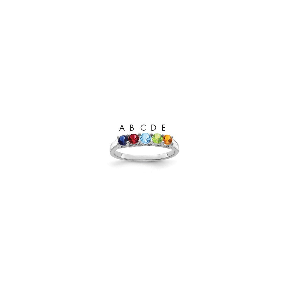 Sterling Silver Rhodium-plated Synthetic 5 Stone Mother's Ring - 72