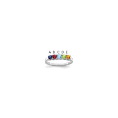 Sterling Silver Rhodium-plated Synthetic 5 Stone Mother's Ring - 72