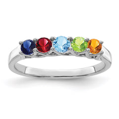 Sterling Silver Rhodium-plated Synthetic 5 Stone Mother's Ring - 72