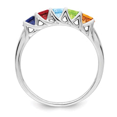 Sterling Silver Rhodium-plated Synthetic 5 Stone Mother's Ring - 60