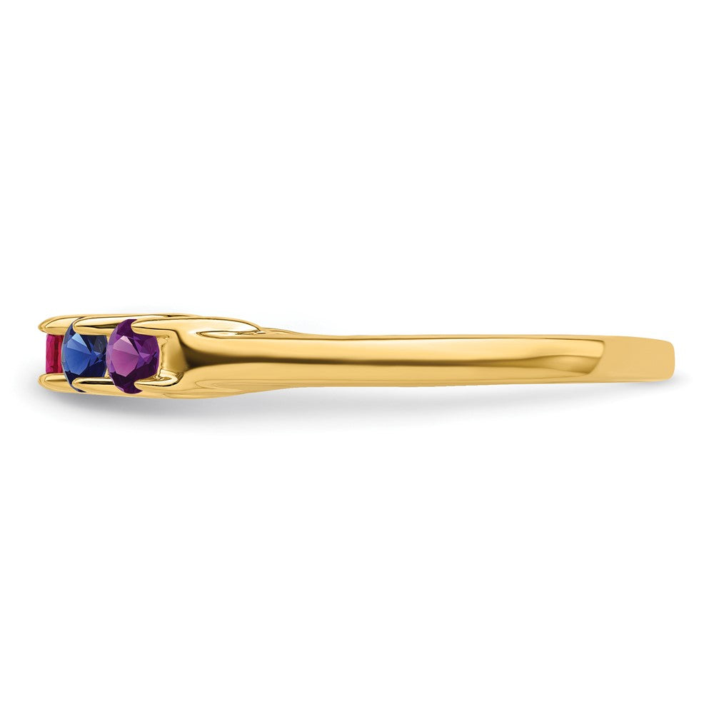 14k Genuine 6 Stone Mother's Ring - 8