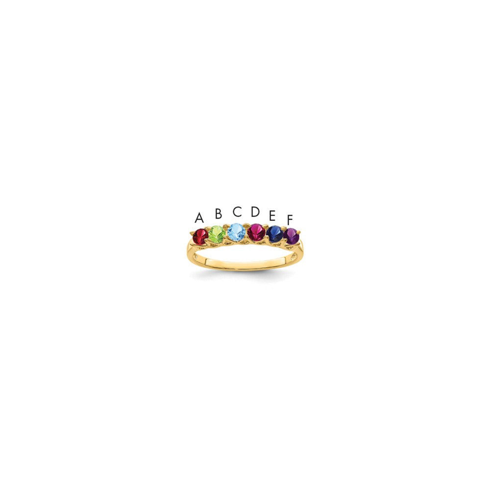 14k Genuine 6 Stone Mother's Ring - 8