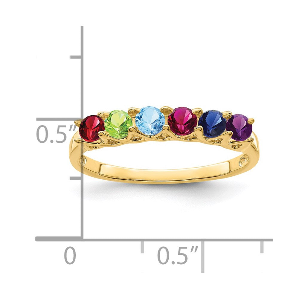 14k Genuine 6 Stone Mother's Ring - 8
