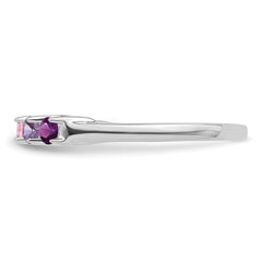 Sterling Silver Rhodium-plated Synthetic 6 Stone Mother's Ring - 48