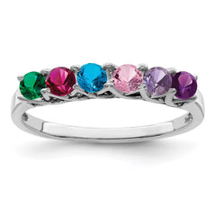 Sterling Silver Rhodium-plated Synthetic 6 Stone Mother's Ring - 48