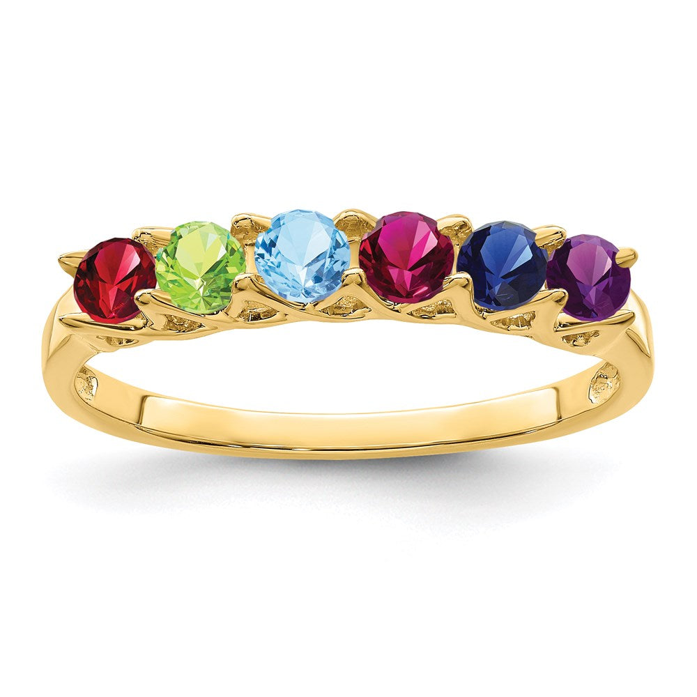 14k Genuine 6 Stone Mother's Ring - 8