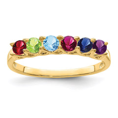 14k Genuine 6 Stone Mother's Ring - 8