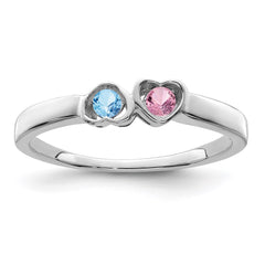Sterling Silver Rhodium-plated Synthetic 2 Stone Mother's Ring - 108