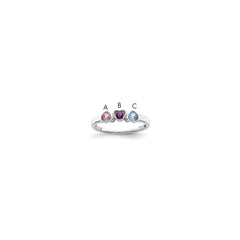 Sterling Silver Rhodium-plated Synthetic 3 Stone Mother's Ring - 114