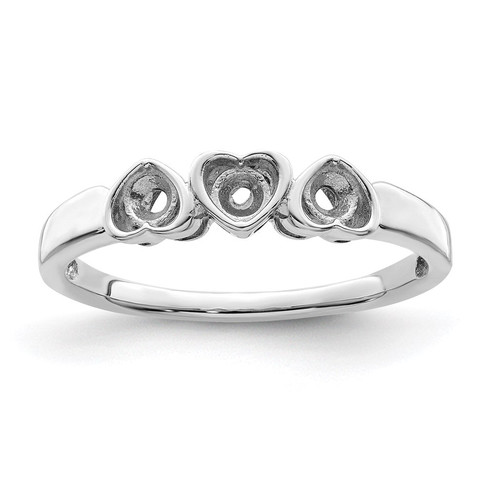 Sterling Silver Rhodium-plated Synthetic 3 Stone Mother's Ring - 114