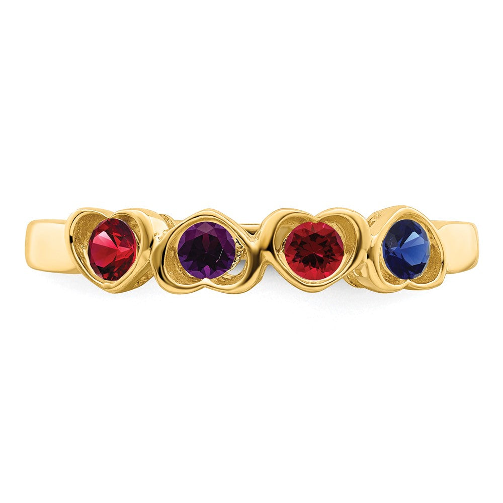 14k Genuine 4 Stone Mother's Ring - 16
