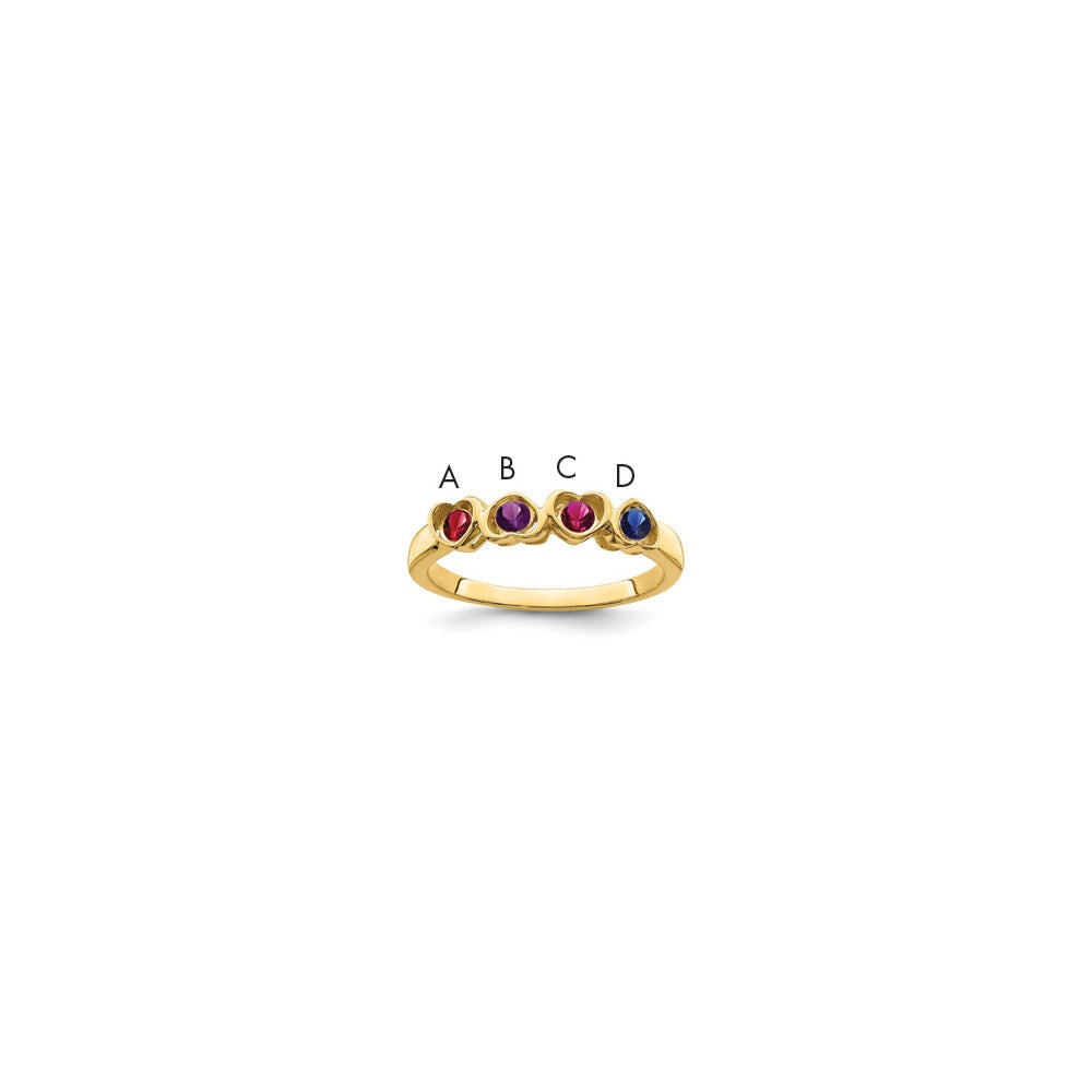14k Genuine 4 Stone Mother's Ring - 16