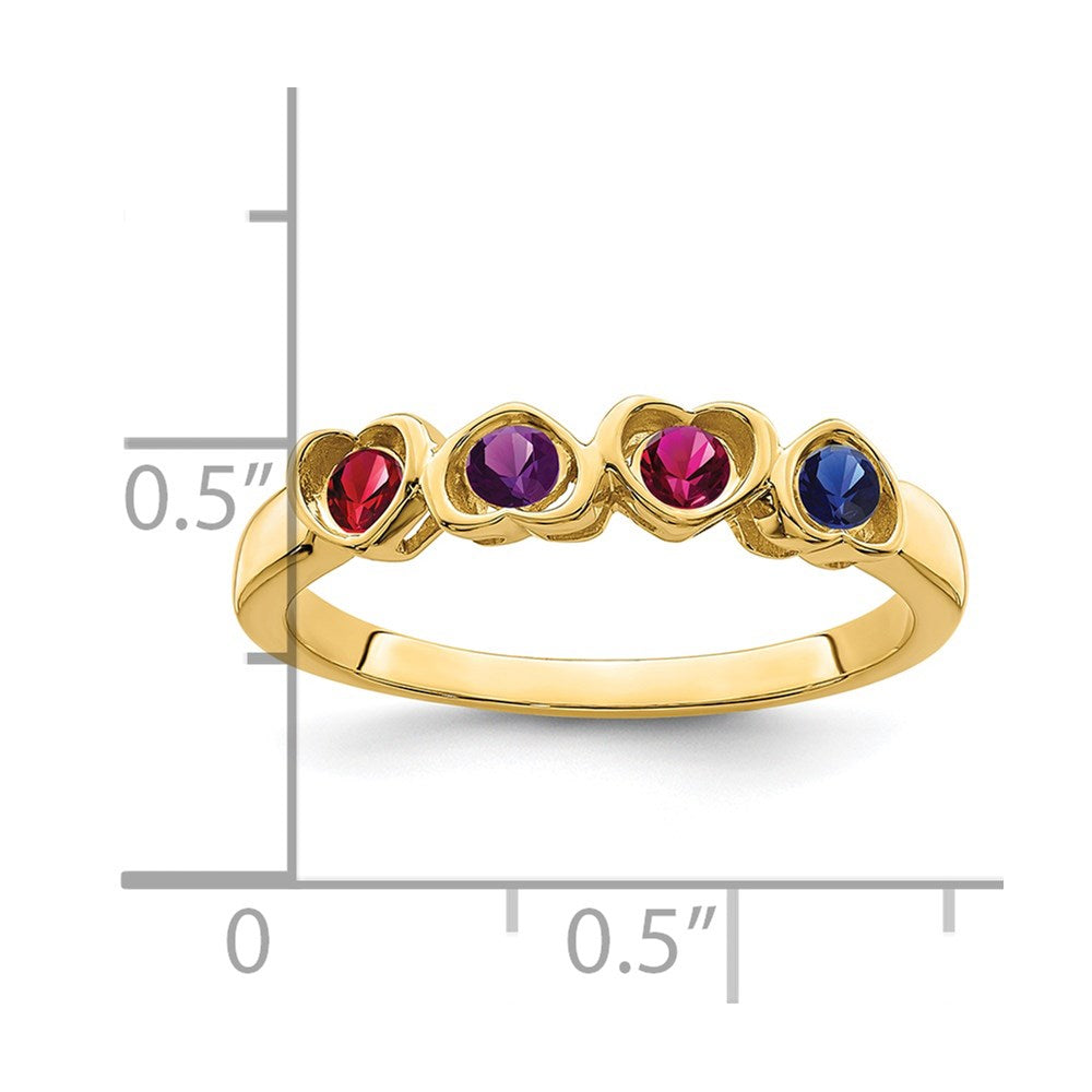 14k Genuine 4 Stone Mother's Ring - 16