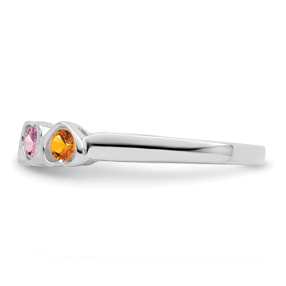 Sterling Silver Rhodium-plated Synthetic 4 Stone Mother's Ring - 94