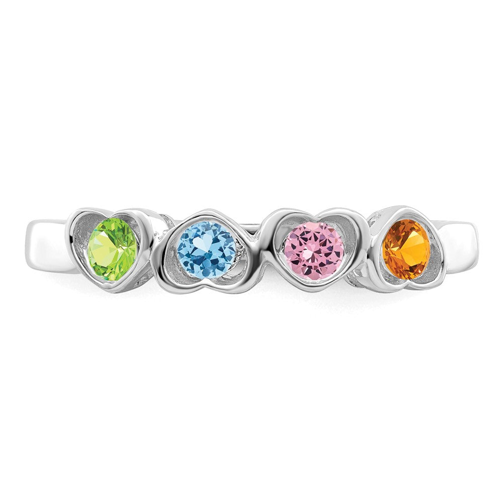 14k White Gold Synthetic Family Jewelry Ring - 90
