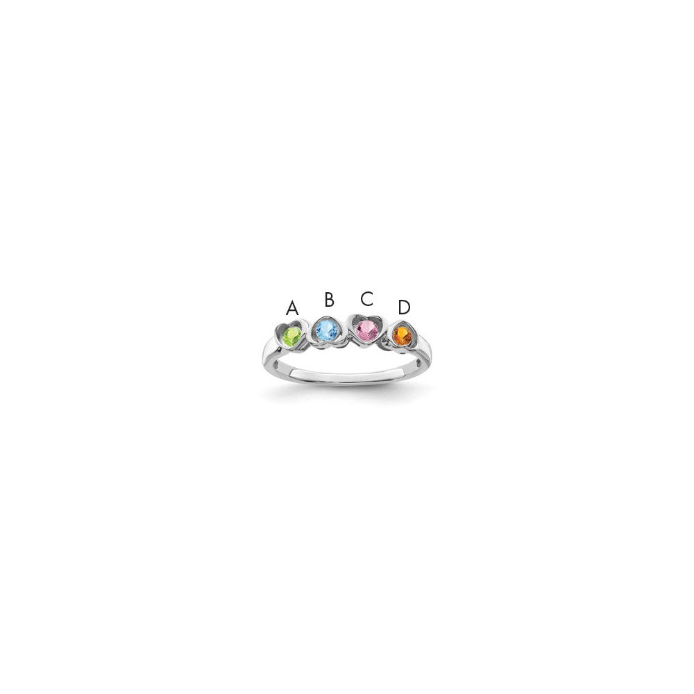 14k White Gold Genuine 4 Stone Mother's Ring - 11