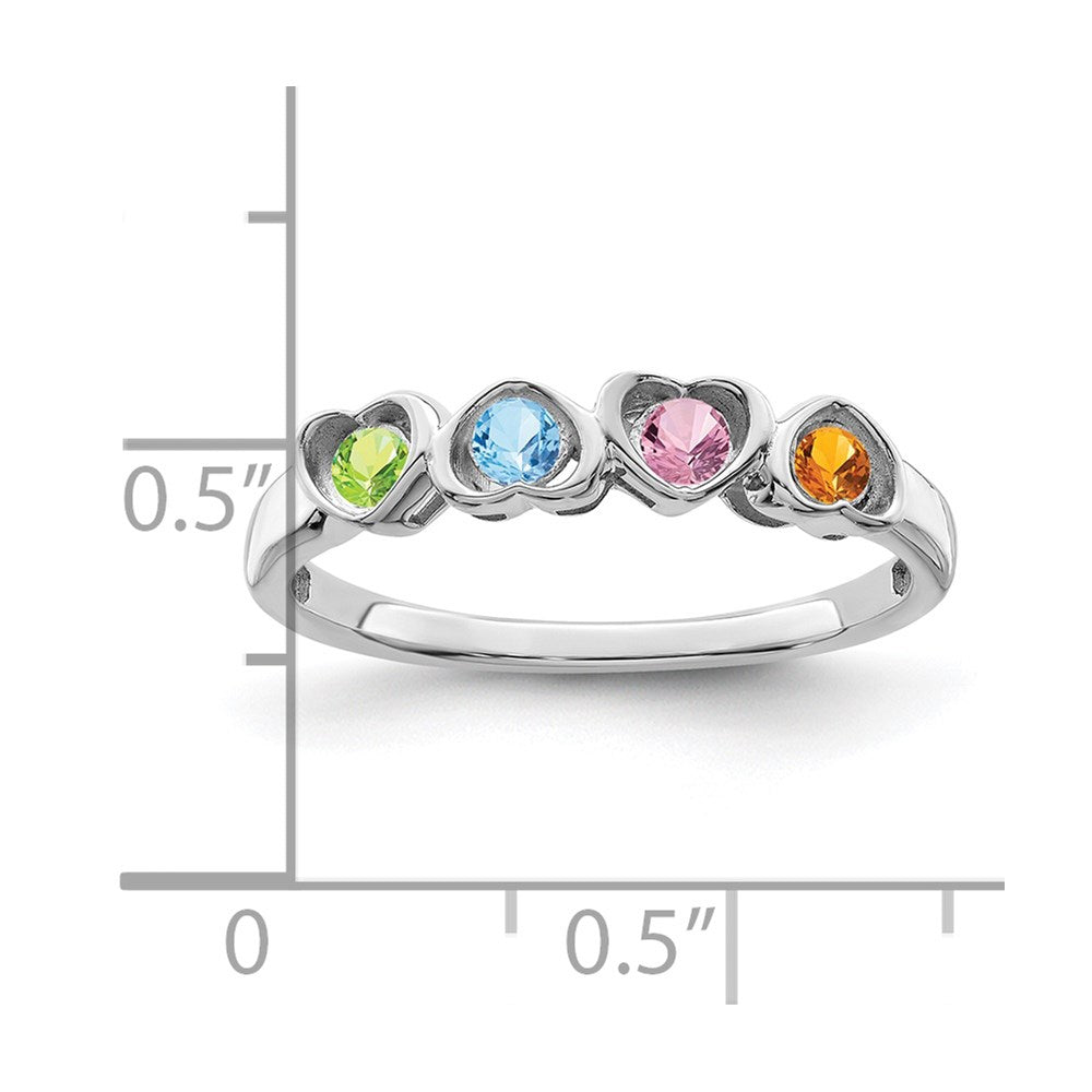 14k White Gold Synthetic Family Jewelry Ring - 90