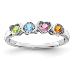 Sterling Silver Rhodium-plated Synthetic 4 Stone Mother's Ring - 94