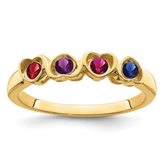 14k Genuine 4 Stone Mother's Ring - 16