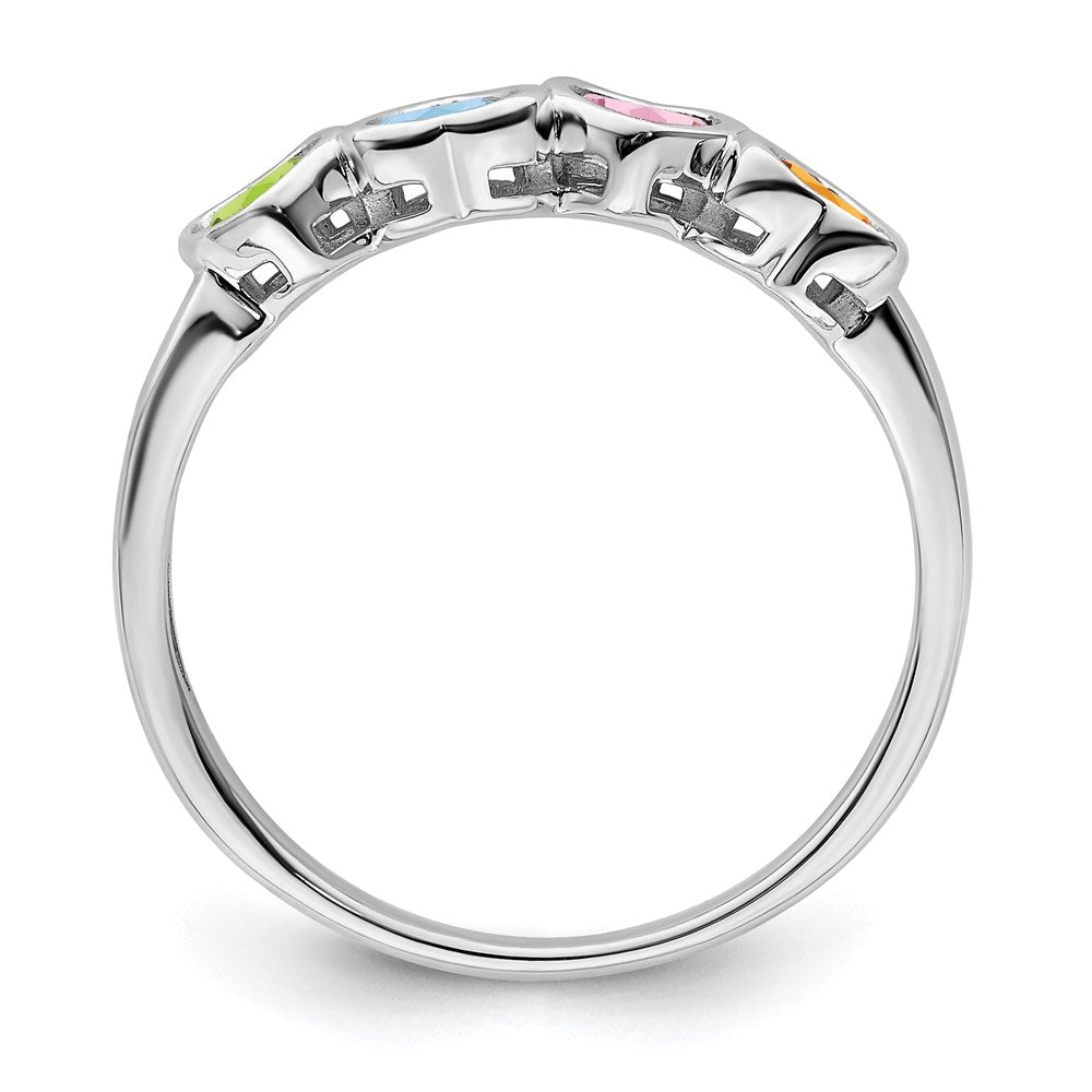Sterling Silver Rhodium-plated Synthetic 4 Stone Mother's Ring - 94