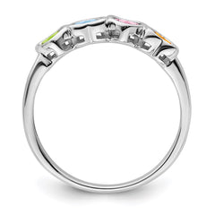 Sterling Silver Rhodium-plated Synthetic 4 Stone Mother's Ring - 94
