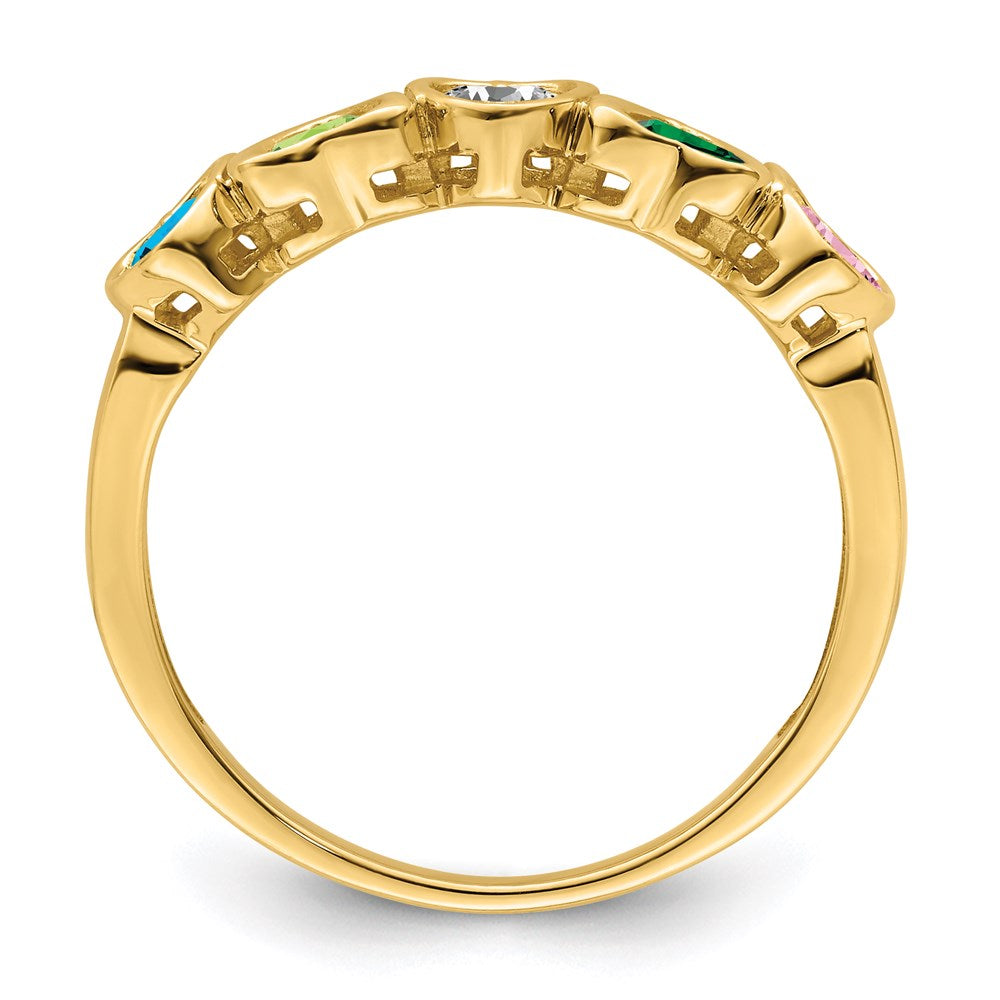 14k Genuine 5 Stone Mother's Ring - 9