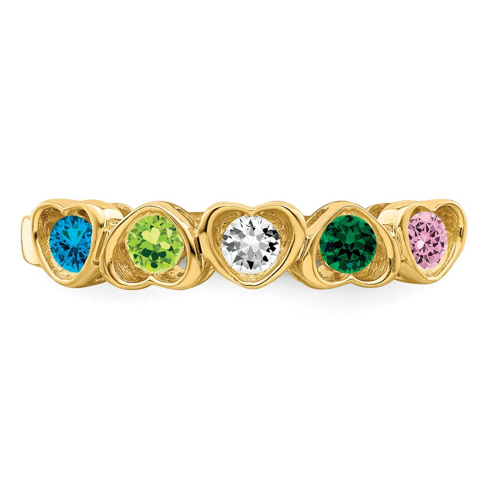 14k Genuine 5 Stone Mother's Ring - 9