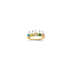 14k Genuine 5 Stone Mother's Ring - 9