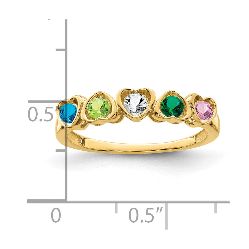 14k Genuine 5 Stone Mother's Ring - 9