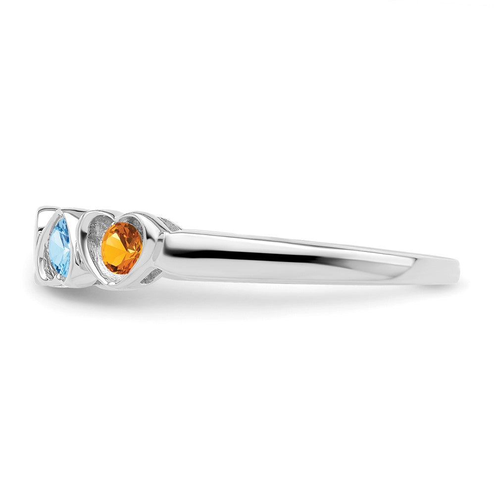 14k White Gold Genuine 5 Stone Mother's Ring - 9