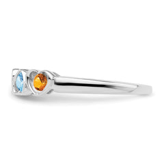 14k White Gold Genuine 5 Stone Mother's Ring - 9