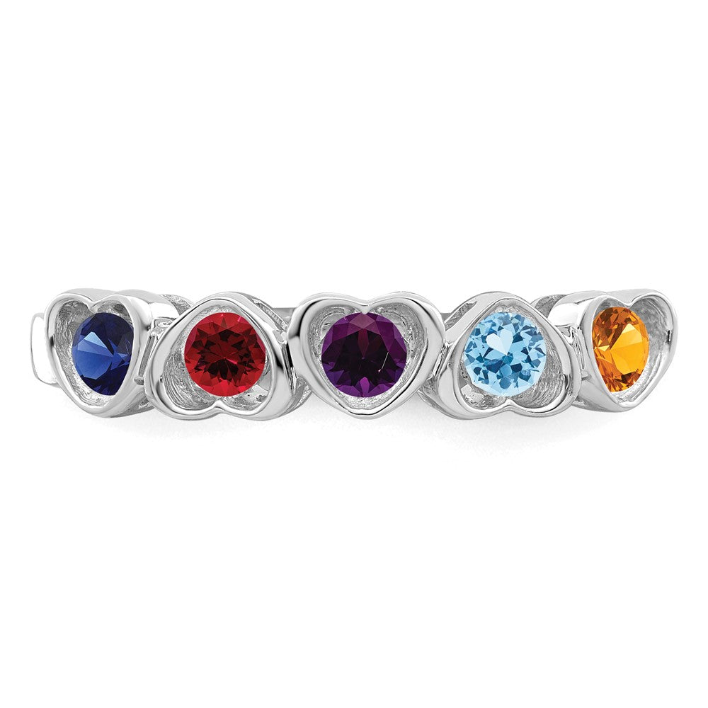 14k White Gold Genuine 5 Stone Mother's Ring - 9