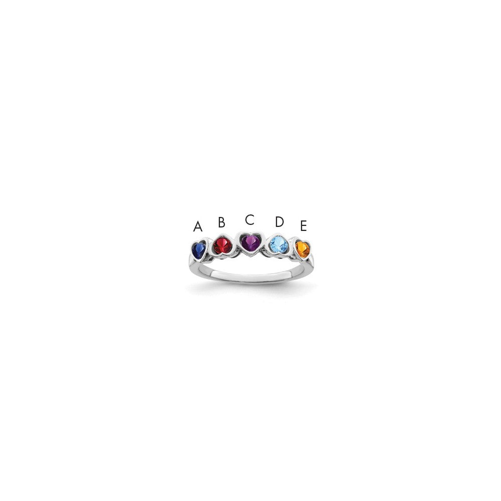 14k White Gold Genuine 5 Stone Mother's Ring - 9