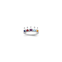 14k White Gold Genuine 5 Stone Mother's Ring - 9