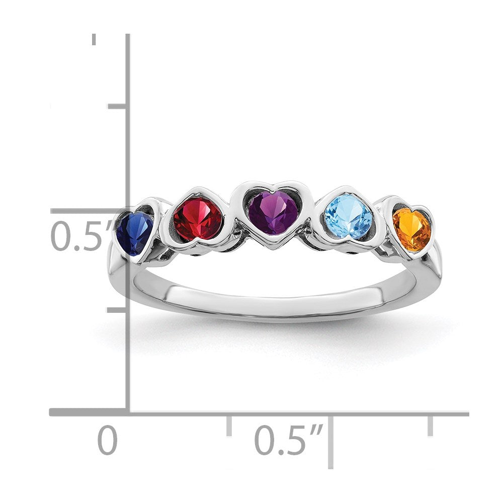 14k White Gold Genuine 5 Stone Mother's Ring - 9