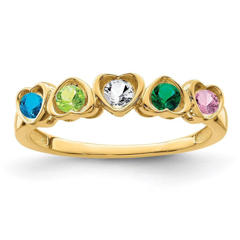 14k Genuine 5 Stone Mother's Ring - 9