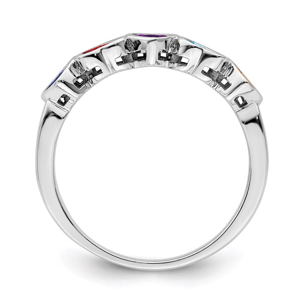 14k White Gold Genuine 5 Stone Mother's Ring - 9