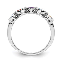 14k White Gold Genuine 5 Stone Mother's Ring - 9